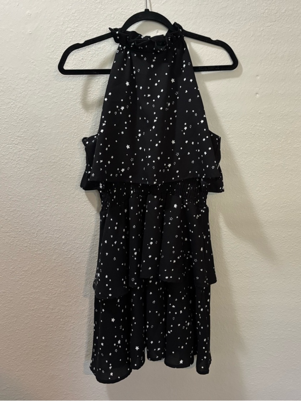 Mud Pie Pacey Flounce Black Star Celestial Tiered Ruffle Dress Size Medium